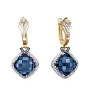 Серьги из комбинированного золота с бриллиантами, топазами