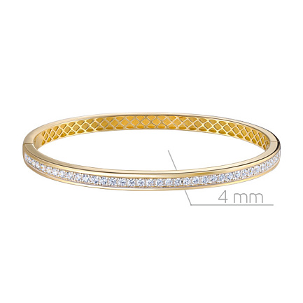 Браслет жесткий из желтого золота с фианитом