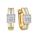 Серьги с английским замком из желтого золота с бриллиантами