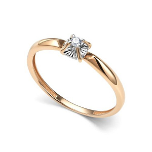 Кольцо из красного золота с бриллиантом