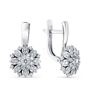 Серьги с английским замком из белого золота с бриллиантами