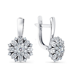 Серьги с английским замком из белого золота с бриллиантом