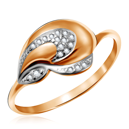 Кольцо из красного золота с фианитом