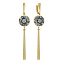 Серьги с английским замком из серебра с изумрудами