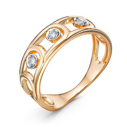 Кольцо из красного золота с бриллиантами