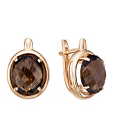 Серьги с английским замком из красного золота с раухтопазами