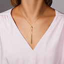 Колье из желтого золота с фианитом, плетение якорное