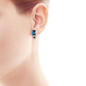 Серьги с английским замком из белого золота с бриллиантами