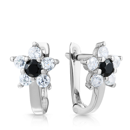 Серьги из серебра с фианитом