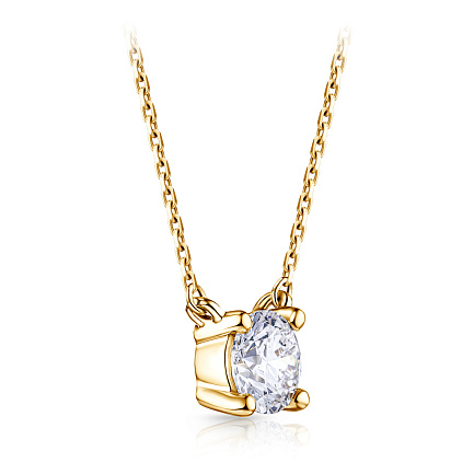 Колье из желтого золота с бриллиантом, плетение якорное