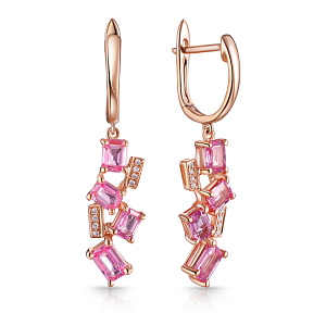 Серьги с английским замком из красного золота с бриллиантами