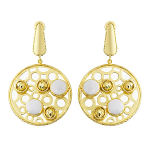 Серьги из желтого золота с агатом