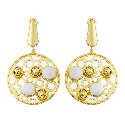 Серьги из желтого золота с агатом