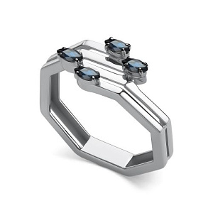 Кольцо из белого золота с сапфирами