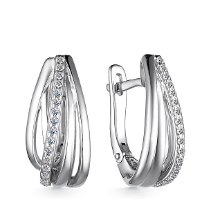 Серьги из серебра с фианитом