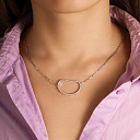 Колье из белого золота с бриллиантами, плетение якорное