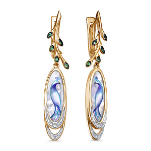 Серьги с английским замком из красного золота с бриллиантами