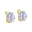 Серьги с английским замком из желтого золота с бриллиантами