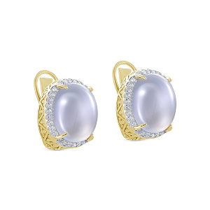 Серьги с английским замком из желтого золота с бриллиантами