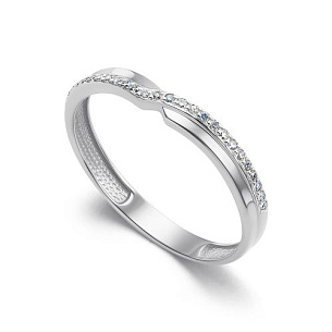 Кольцо обручальное из белого золота с бриллиантом