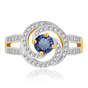 Кольцо из желтого золота с бриллиантами, сапфиром