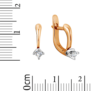 Серьги с английским замком из красного золота с бриллиантом