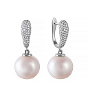 Серьги с английским замком из белого золота с бриллиантами