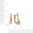 Серьги с английским замком из красного золота с фианитом