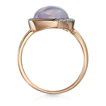 Кольцо из красного золота с бриллиантами, аметистом