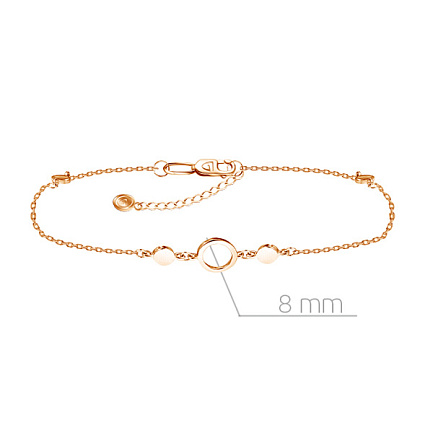 Браслет на ногу декоративный из красного золота, плетение якорное