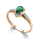 Кольцо из красного золота с бриллиантами, изумрудом