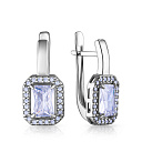 Серьги с английским замком из серебра с фианитом