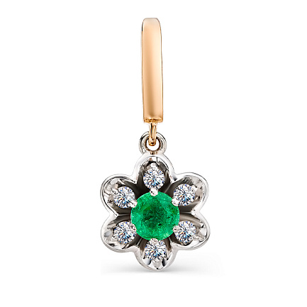Подвеска из красного золота с бриллиантами, изумрудом