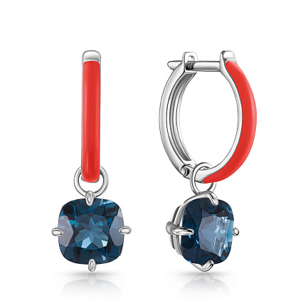 Серьги с английским замком из серебра с топазом