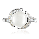 Кольцо из серебра с жемчугом, фианитом