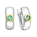 Серьги с английским замком из серебра с изумрудами