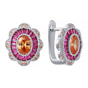 Серьги с английским замком из серебра с фианитом