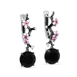 Серьги с английским замком из белого золота с бриллиантами