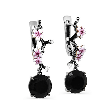 Серьги с английским замком из белого золота с бриллиантами