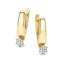 Серьги с английским замком из желтого золота с бриллиантами