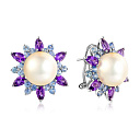 Серьги с французским замком из белого золота с аметистом