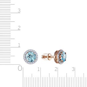 Серьги Пусеты из красного золота с бриллиантами и топазом