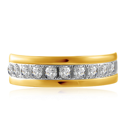 Кольцо обручальное из желтого золота с бриллиантами