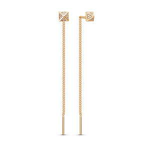 Серьги из красного золота с фианитом