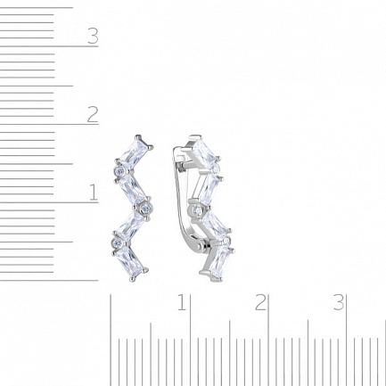 Серьги с английским замком из белого золота с фианитом