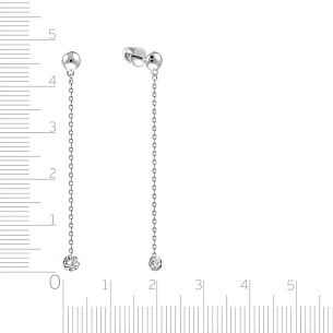 Серьги Пусеты из белого золота с бриллиантами, плетение якорное
