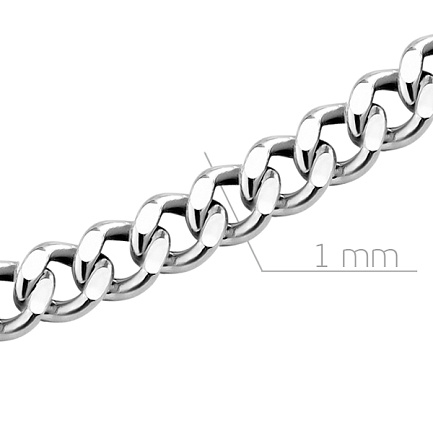 Цепь автомат из белого золота, плетение панцирное