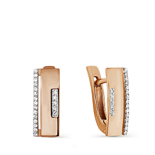 Серьги с английским замком из красного золота с бриллиантами