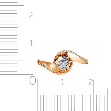 Кольцо из красного золота с фианитом