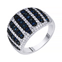 Кольцо из белого золота с бриллиантами, сапфирами